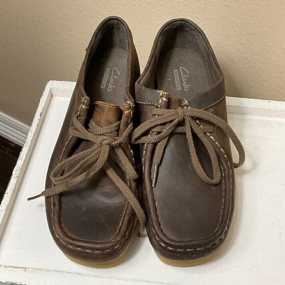 New Clarks Padmora Wallabee Women Sz 6.5M Shoe Leather Chukka Brown Loafer Rck - Picture 2 of 12